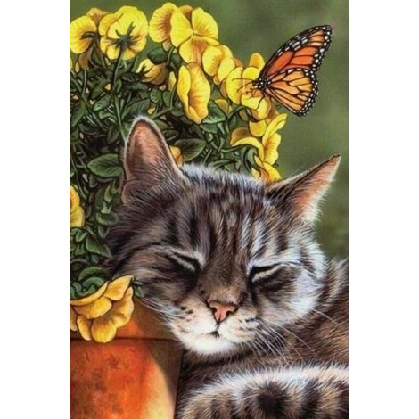 Sleeping Cat - Paint by Diamonds