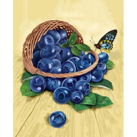 Basket of Blueberries & Butterfly