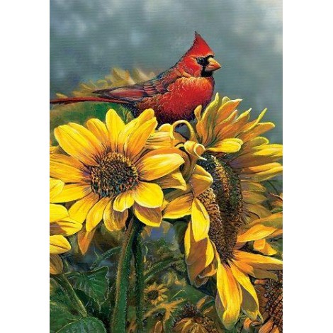 Cardinal with Sunflowers Diamond painting