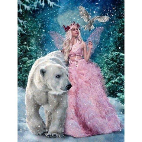 Fairy Girl with Bear & Owl
