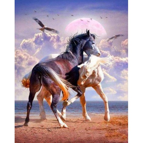 White & Black Horse Pair