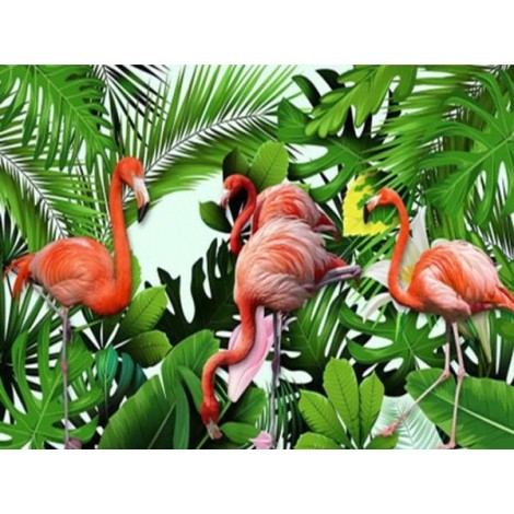 Flamingos & Green Plants Diamond Painting