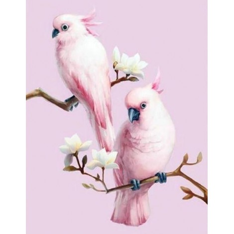 Pink Cockatoos Pair Diamond Painting