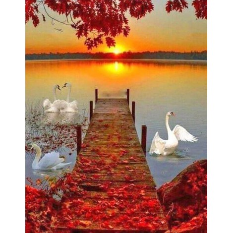 Sunset & Swans Diamond Painting Kit
